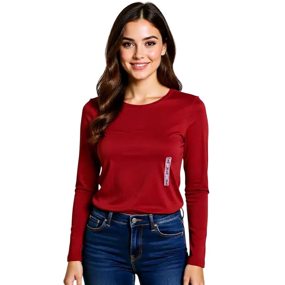 Old Navy Perfect Long Sleeve Crewneck T Shirt Red SM NWT